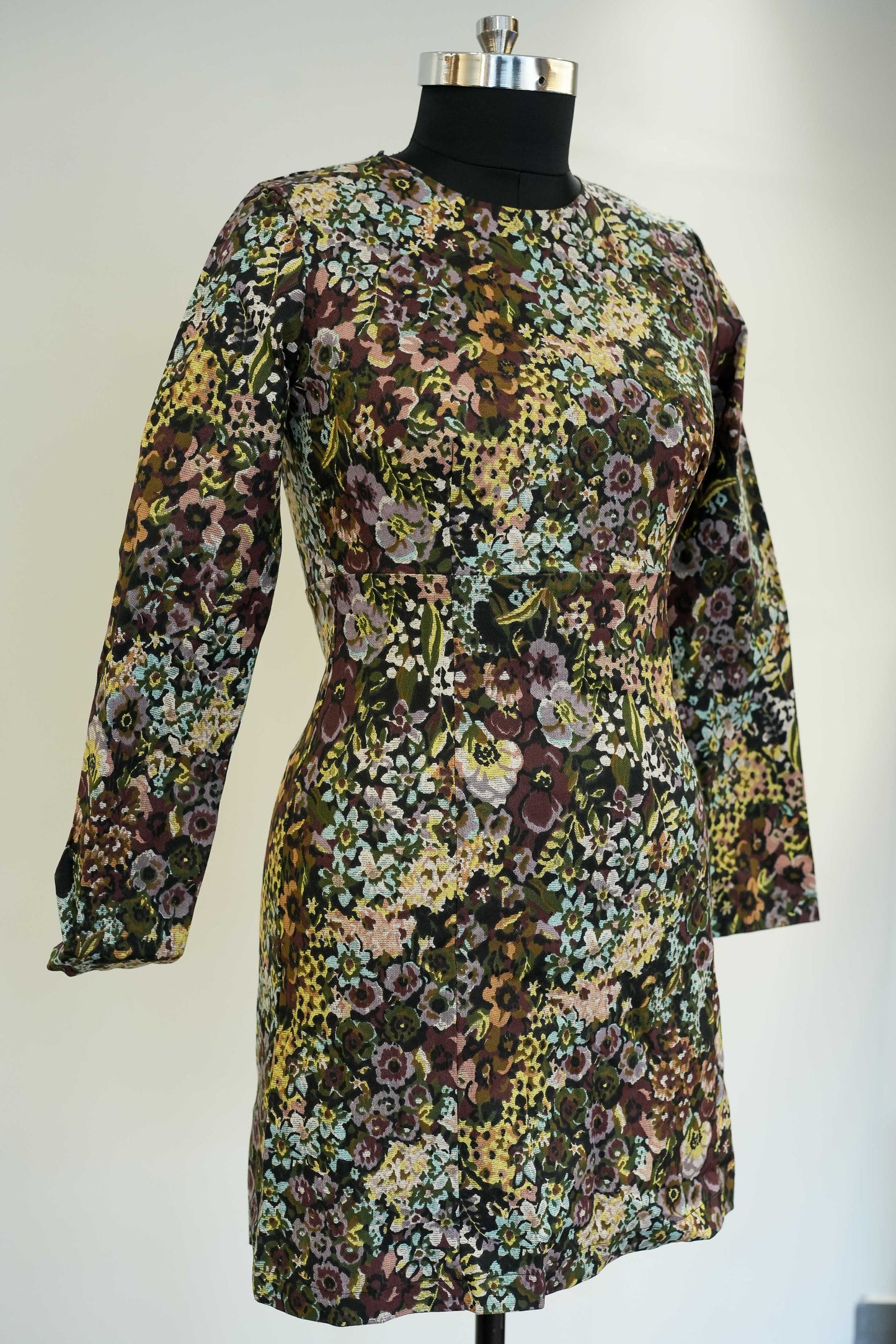 Floral Full Sleeves Short Dress