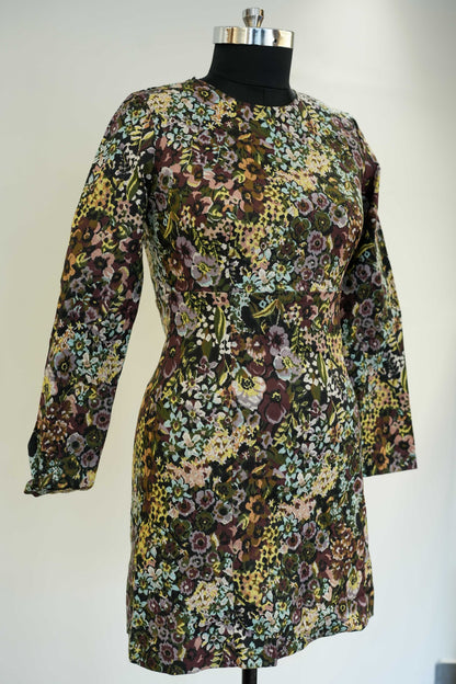 Floral Full Sleeves Short Dress