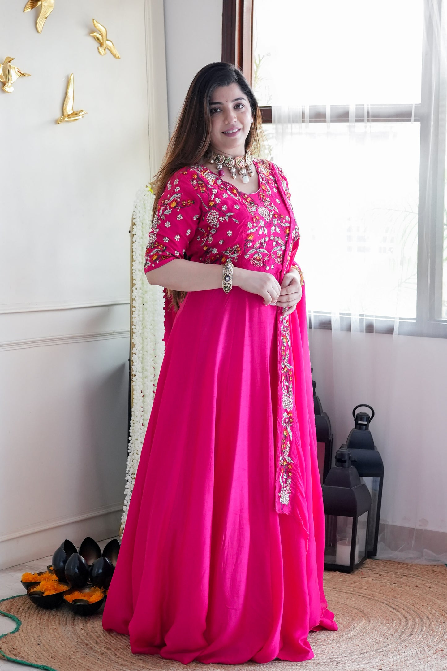 Safah Pink Embriodered Anarkali