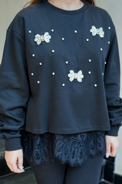 Butterfly Crystal Embellished Sweatshirt