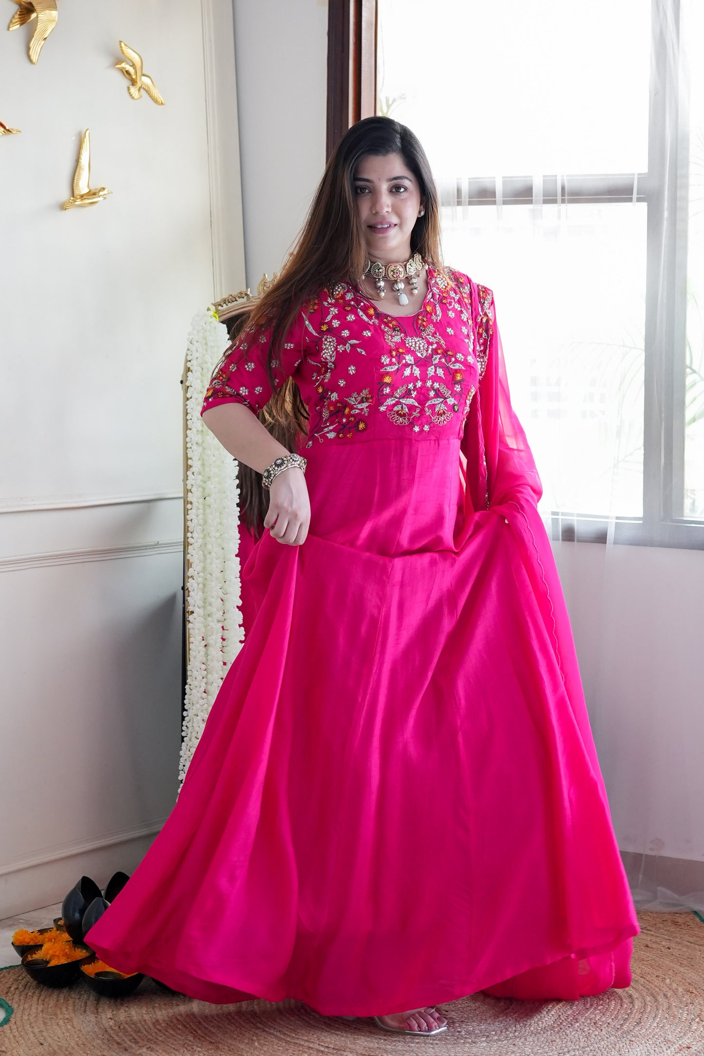 Safah Pink Embriodered Anarkali