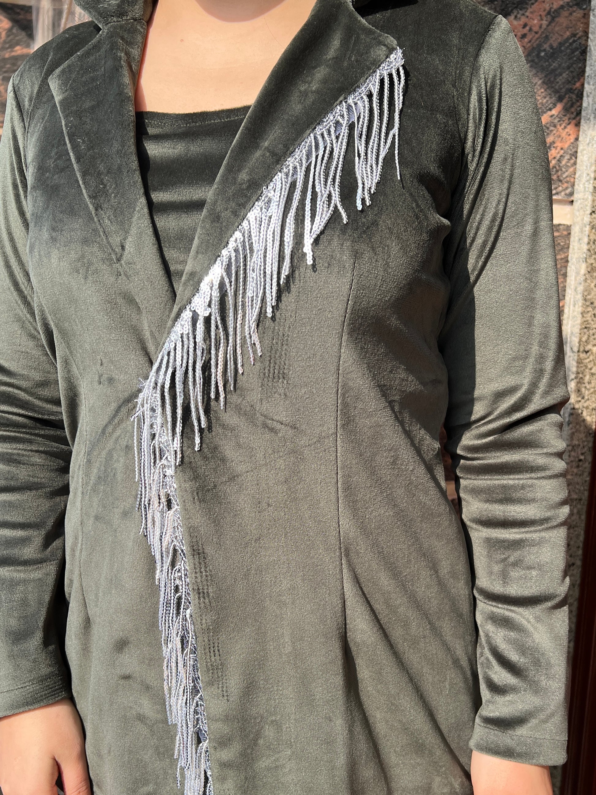 Renne Olive Velvet Three Piece Set