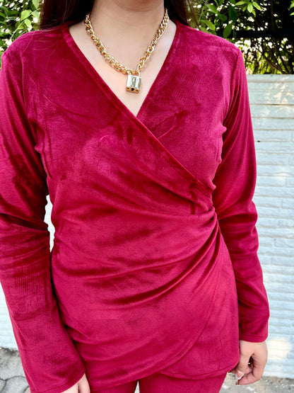 Noor Red Velvet Cordset