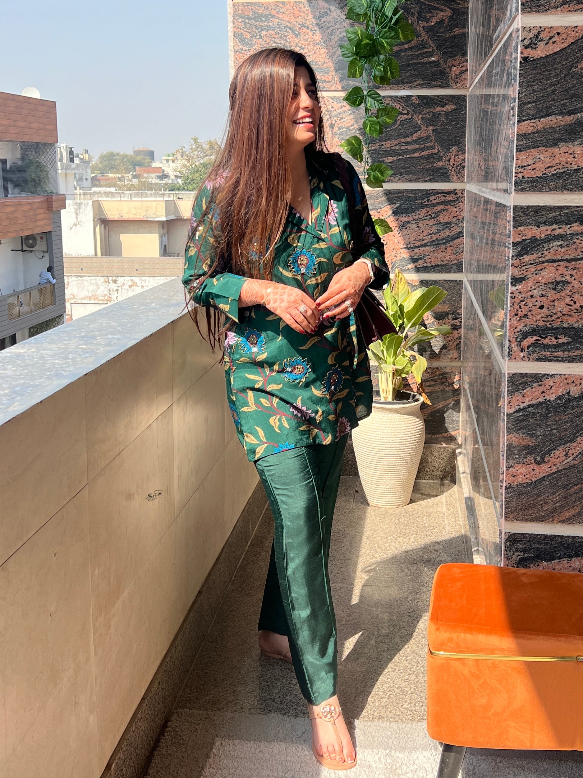 Glits Green Printed Cordset