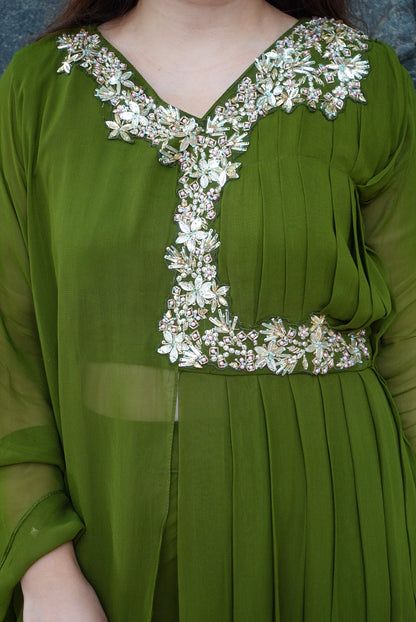 Heera Green Embriodered Dhoti Set