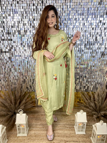 Shaina Green Embriodered Suit Set