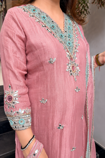 Disha Mirror Work Suit Set with Potli