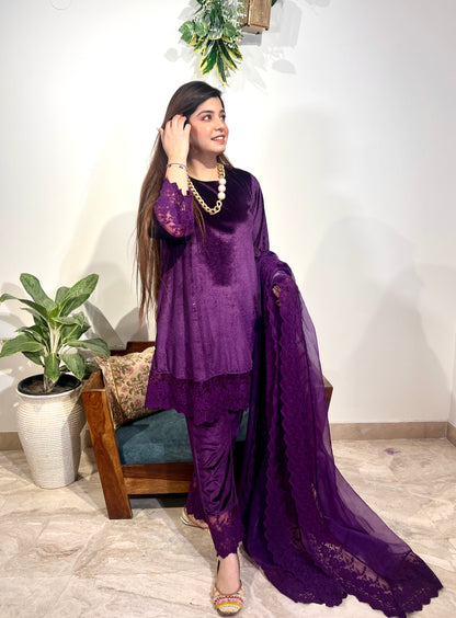 Siffat Purple Velvet Suit