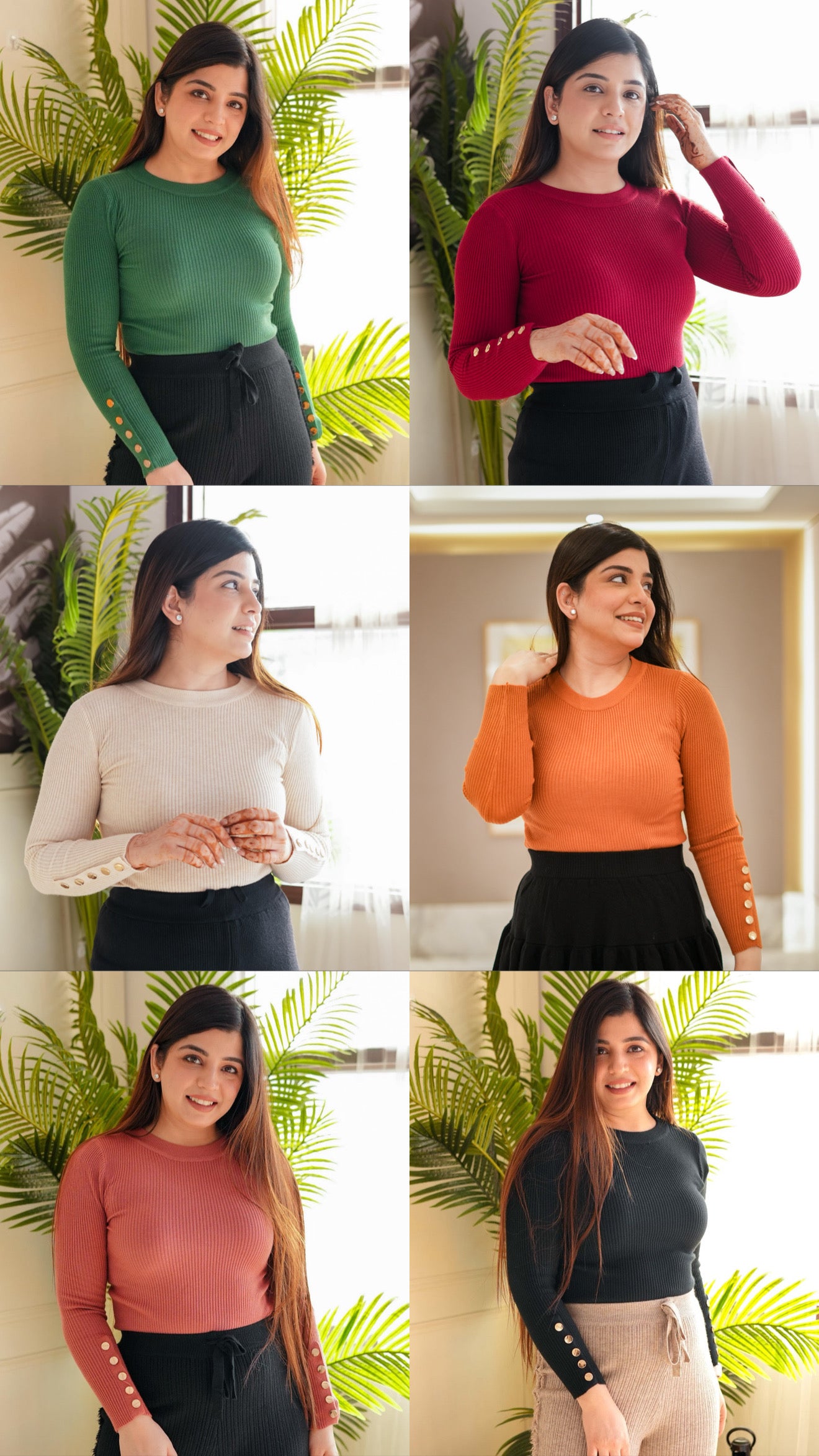 Yazu Button Embellished Knitted Top