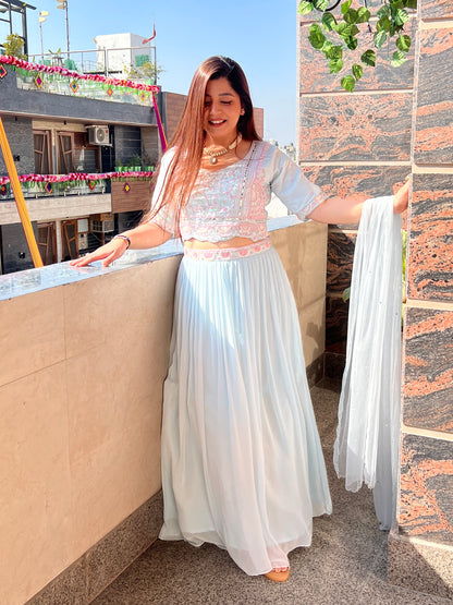 Veer Pastel Blue Voluminous Lehenga