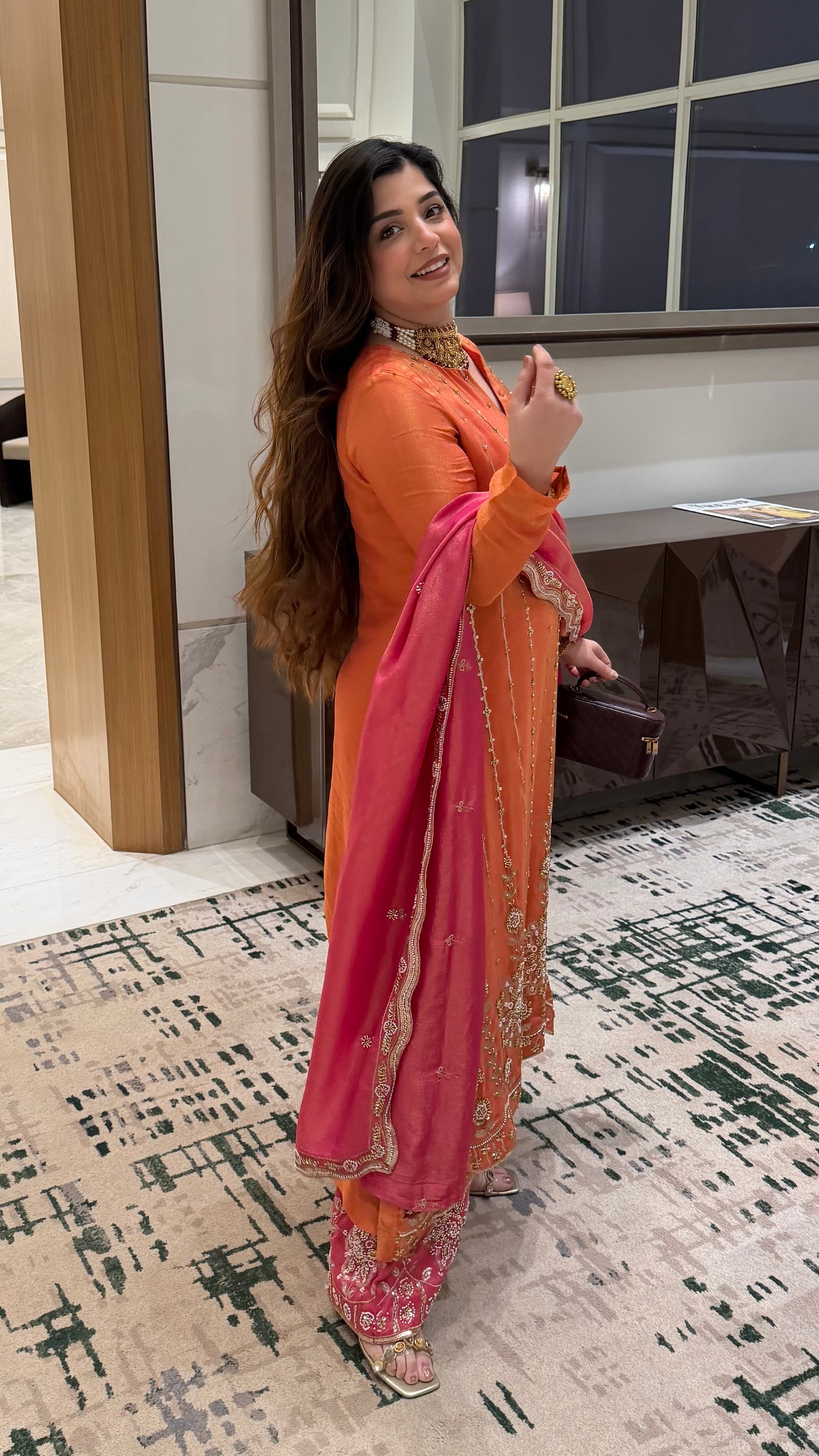 Veera Rust Hand Embroidred Suit Set