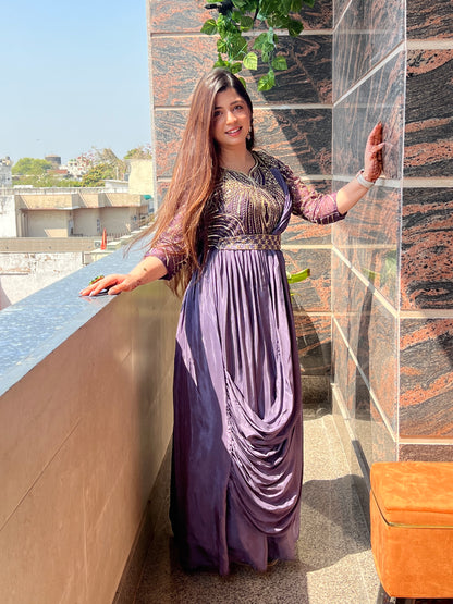 Vitra Purple Voluminous Maxi With Belt