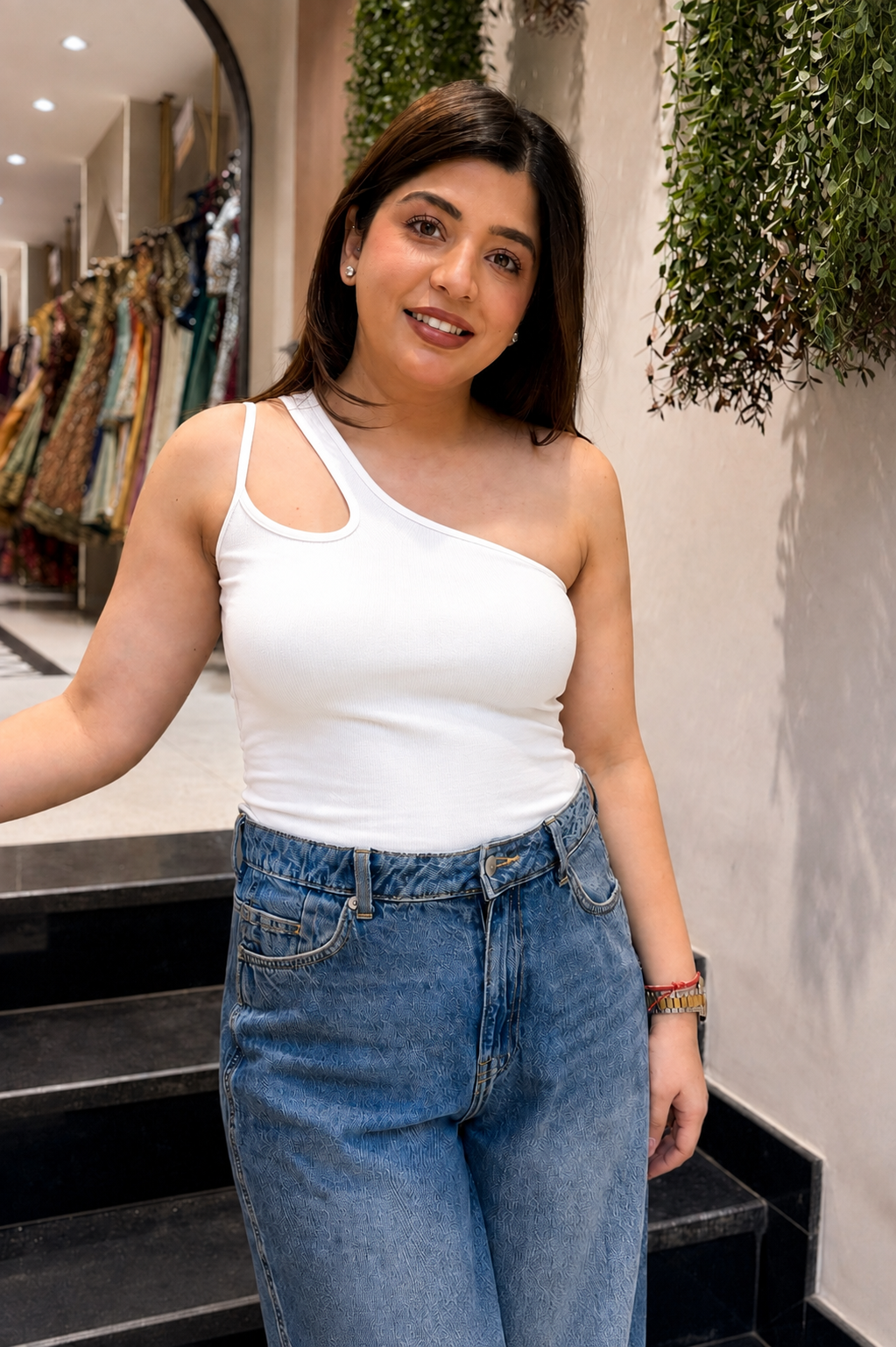 Althea One-Shoulder Inbuilt Bra Top