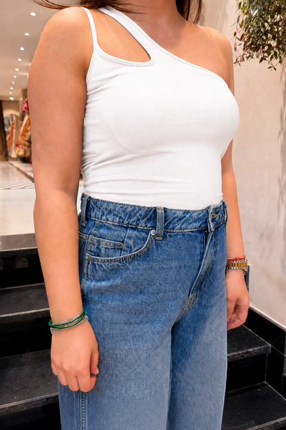 Althea One-Shoulder Inbuilt Bra Top
