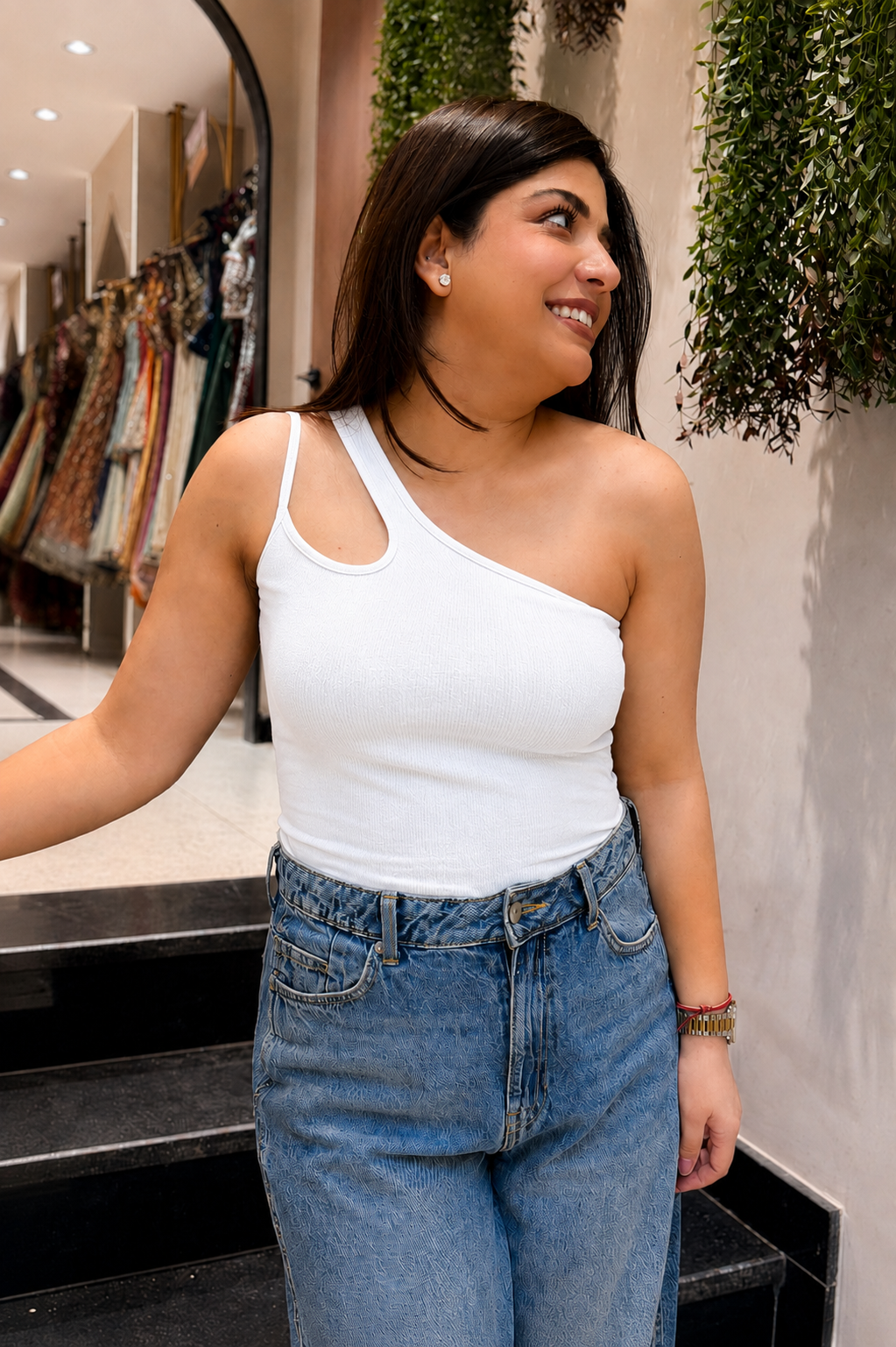 Althea One-Shoulder Inbuilt Bra Top