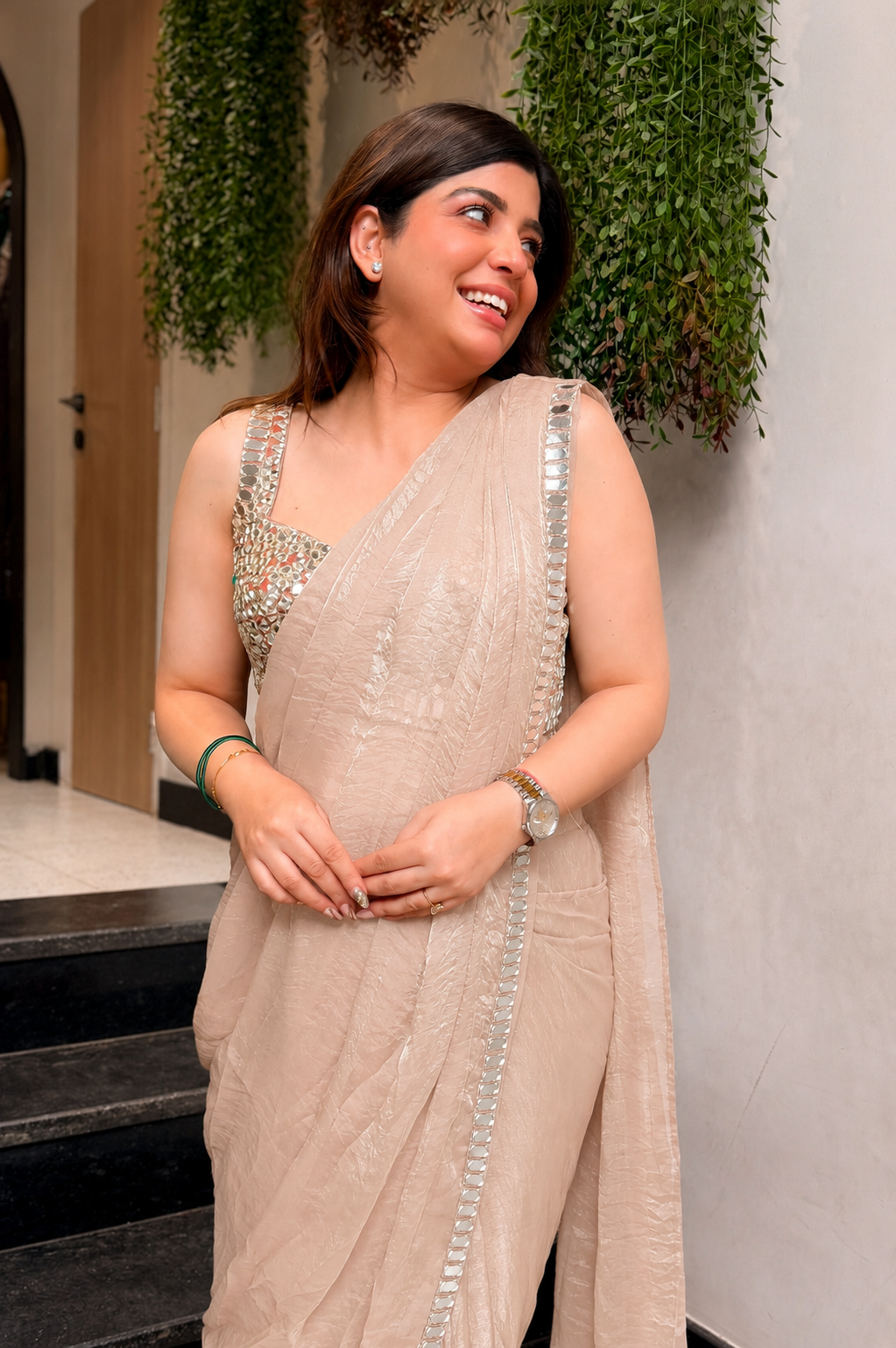 Saraya Mirror Work Drape Saree