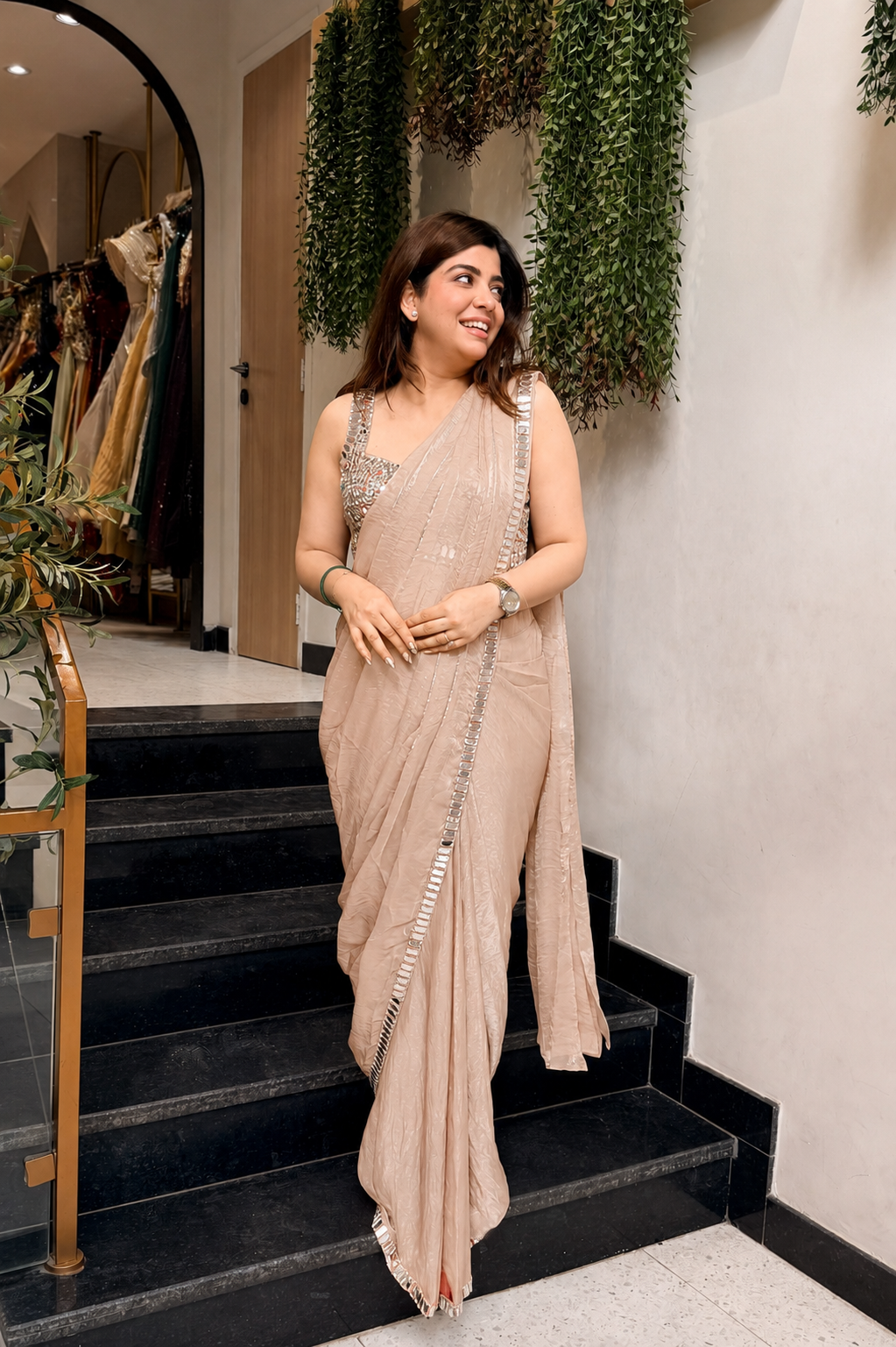 Saraya Mirror Work Drape Saree