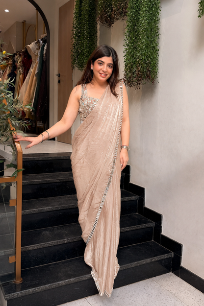 Saraya Mirror Work Drape Saree