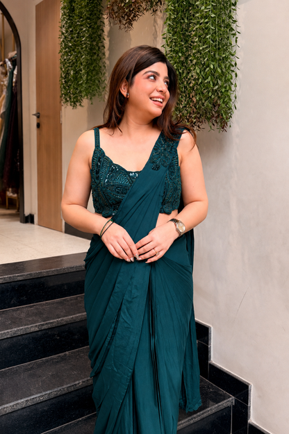 Ruvaya Hand Embroidered Drape Saree