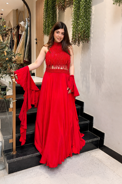 Gargi Beads Detailing Lehnega