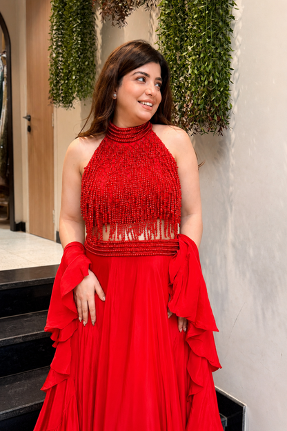 Gargi Beads Detailing Lehnega