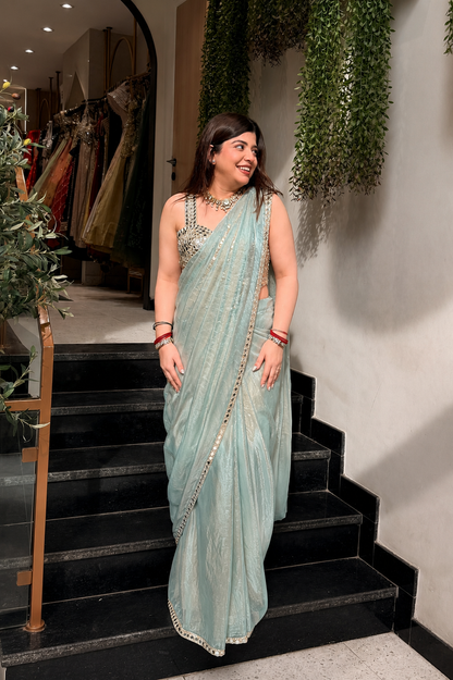 Ruvia Mirror Embroidered Drape Saree