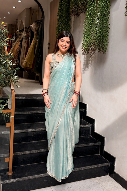 Ruvia Mirror Embroidered Drape Saree