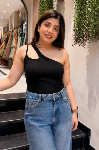 Althea One-Shoulder Inbuilt Bra Top