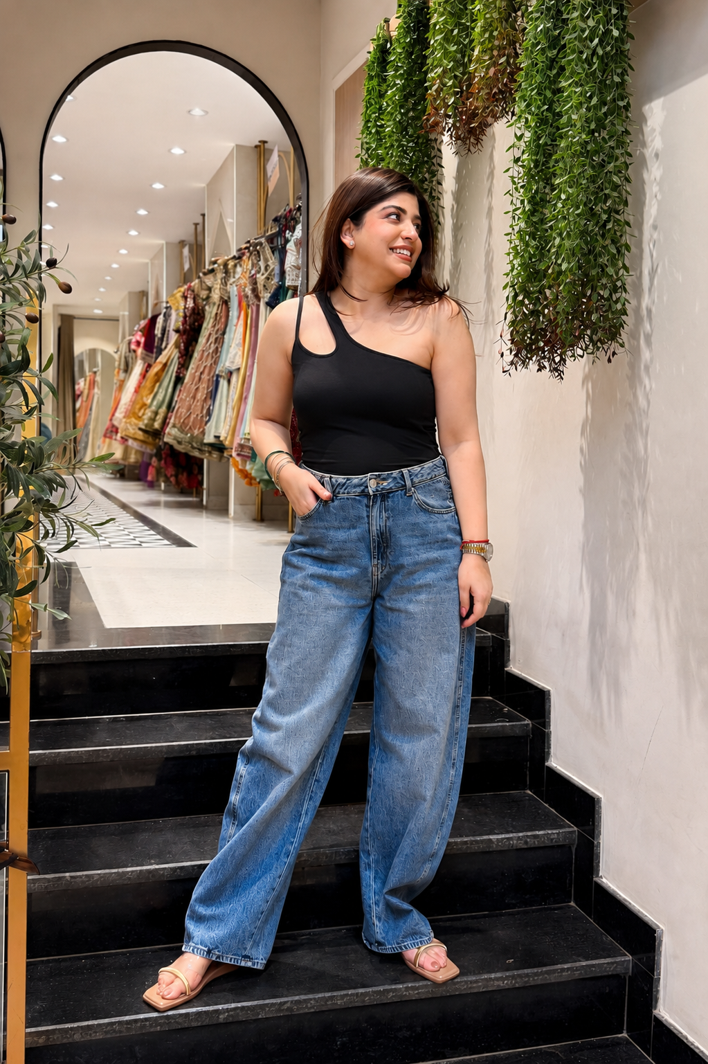 Althea One-Shoulder Inbuilt Bra Top