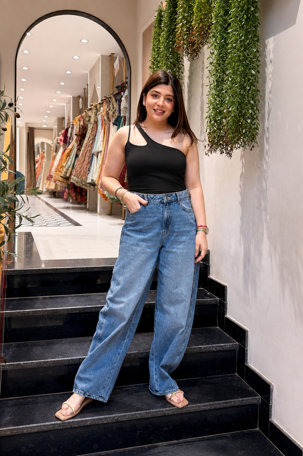 Althea One-Shoulder Inbuilt Bra Top