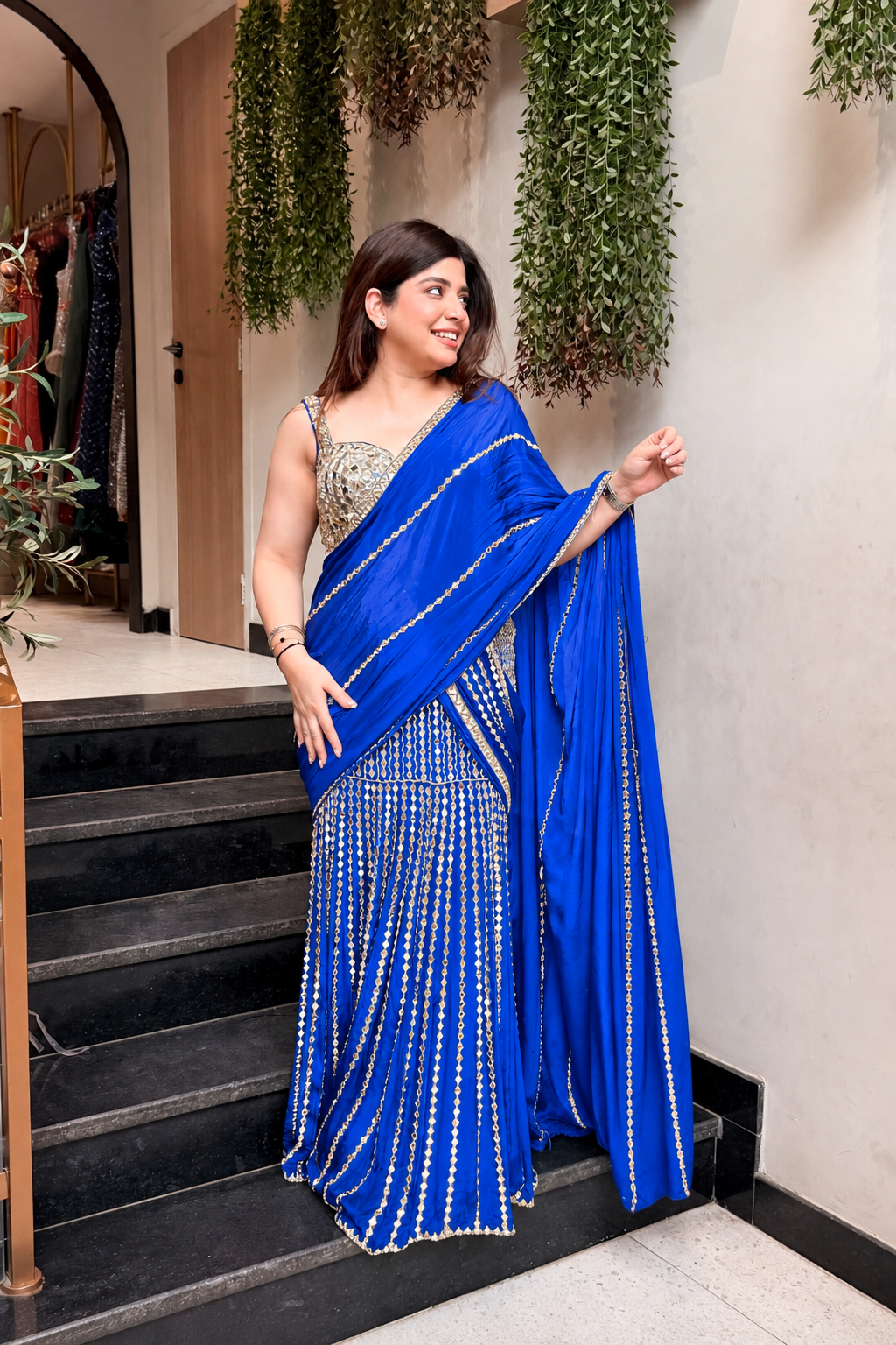 Vainavi Hand Embroidered Drape Saree