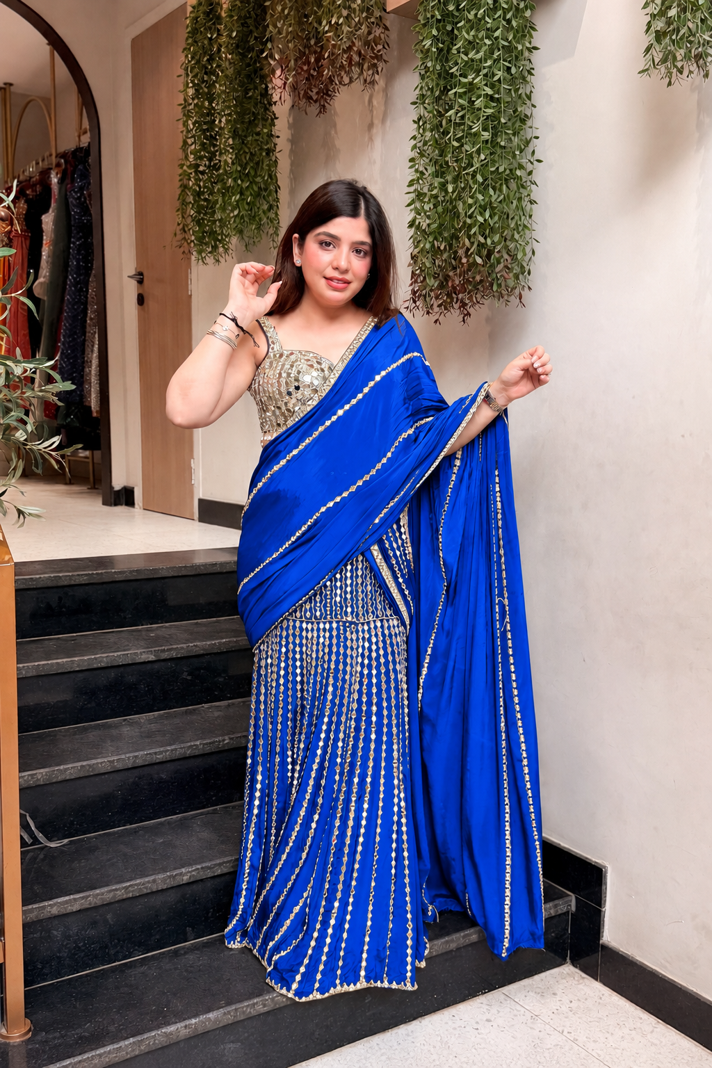 Vainavi Hand Embroidered Drape Saree
