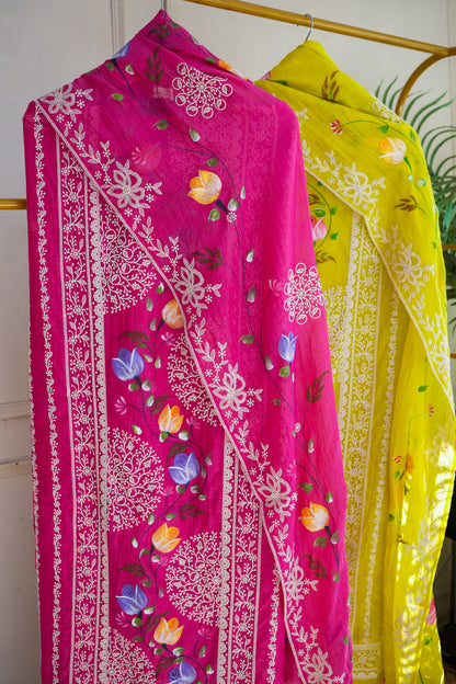 Jina Cotton Hand Painted Unstitched Suit