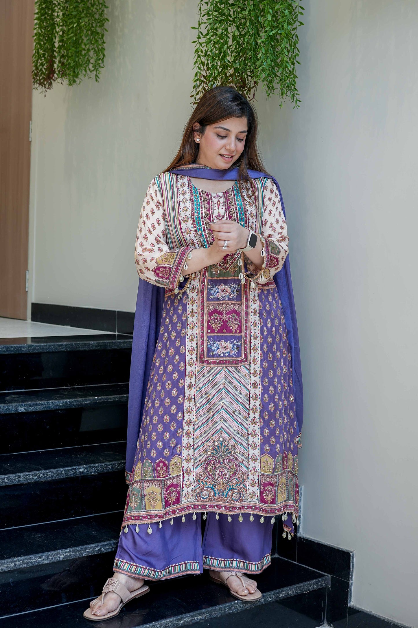 Rumi Purple Printed Suit Set