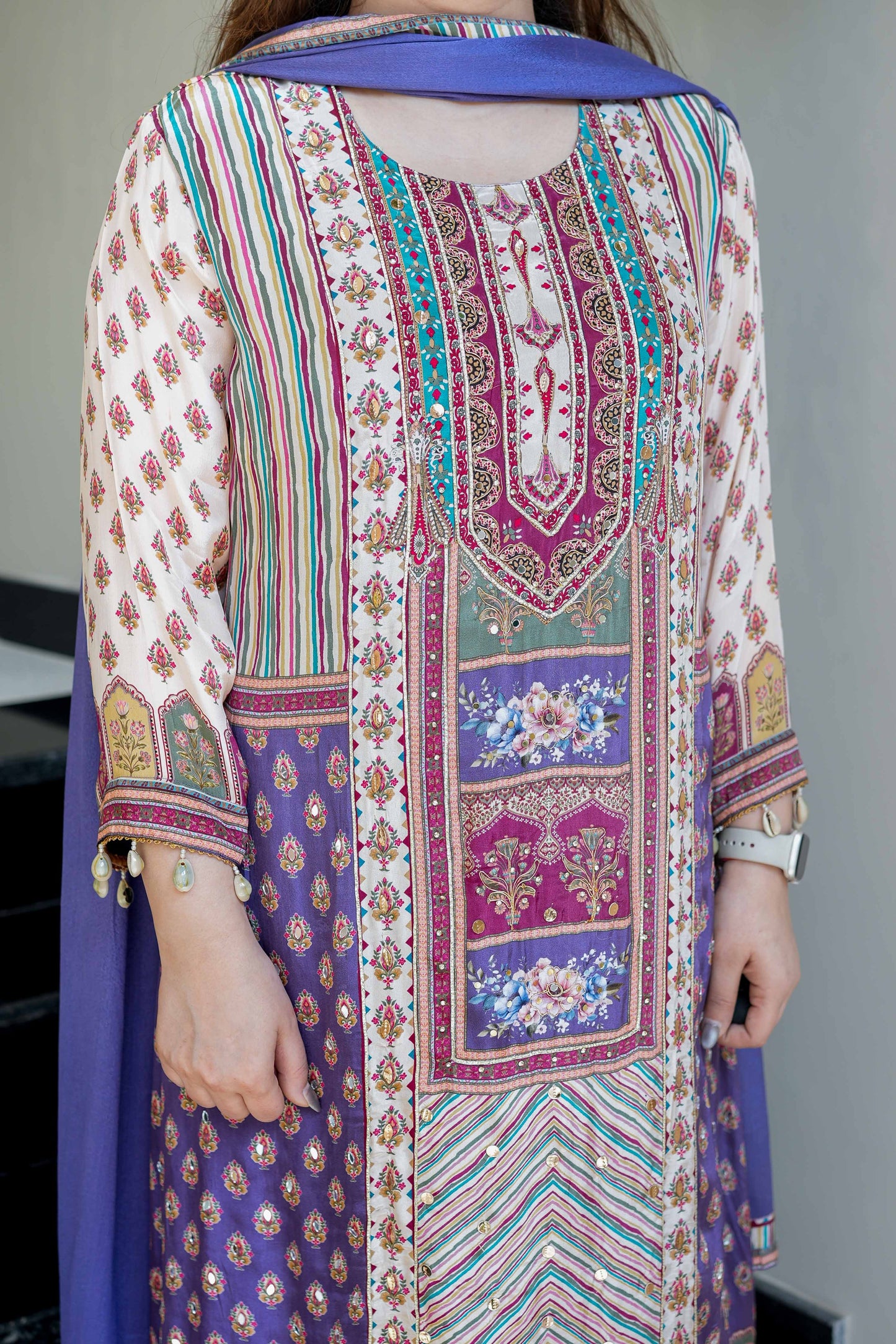 Rumi Purple Printed Suit Set