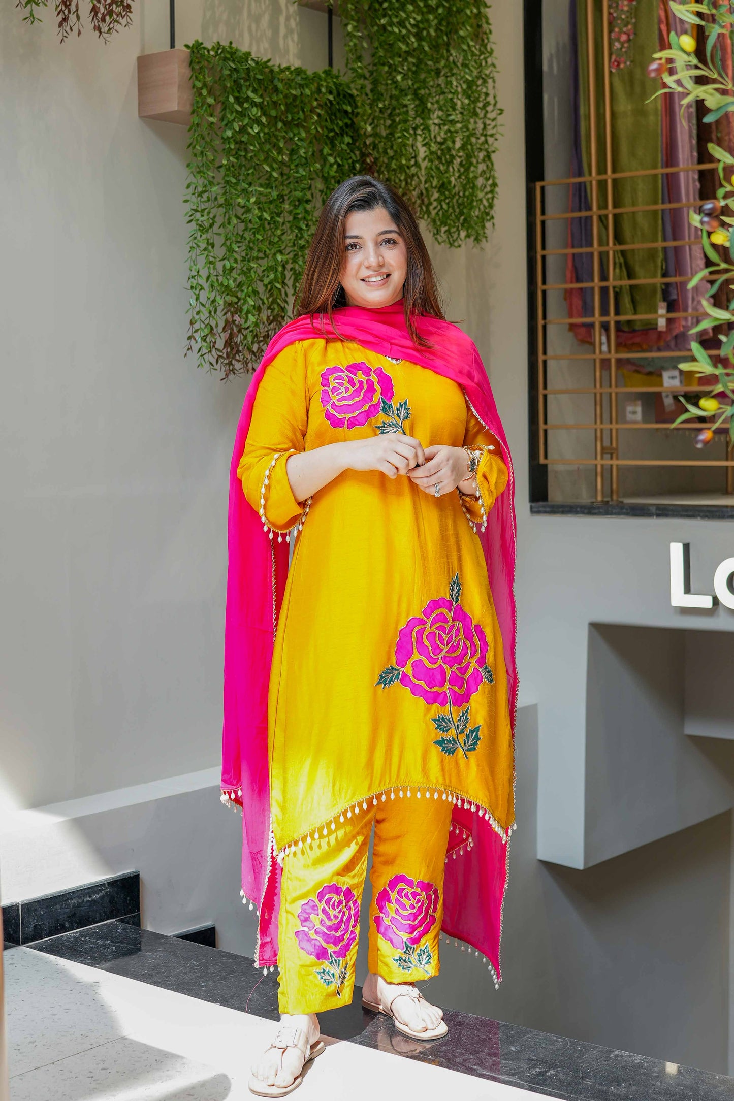 Preet Yellow Silk Suit Set