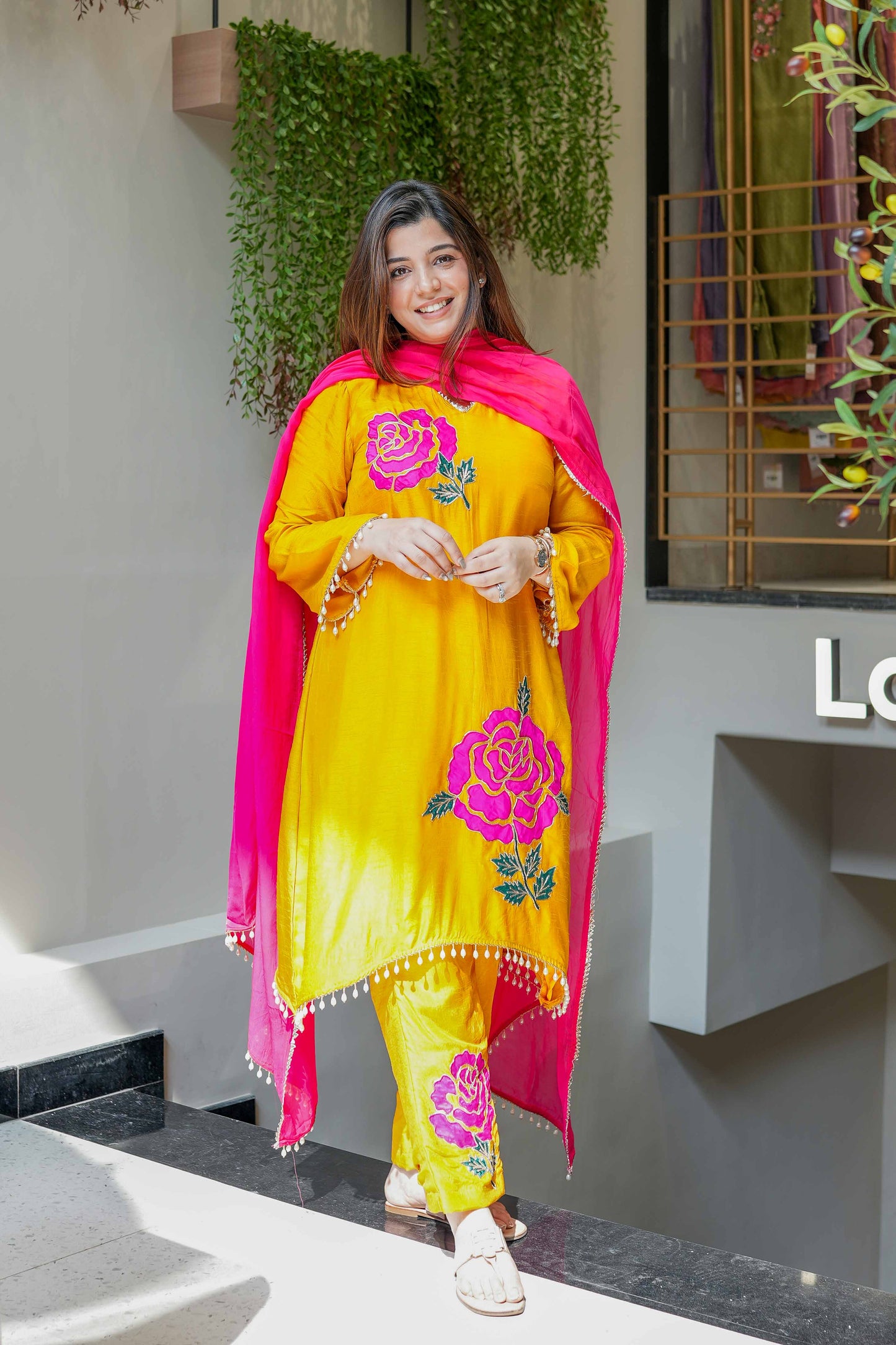 Preet Yellow Silk Suit Set