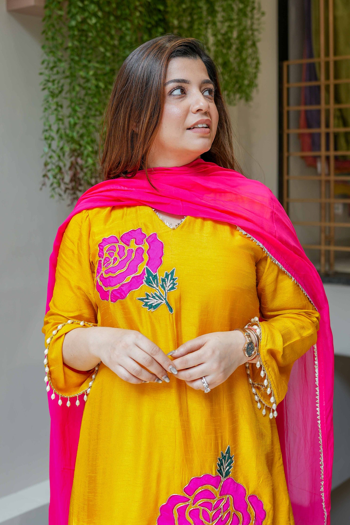 Preet Yellow Silk Suit Set