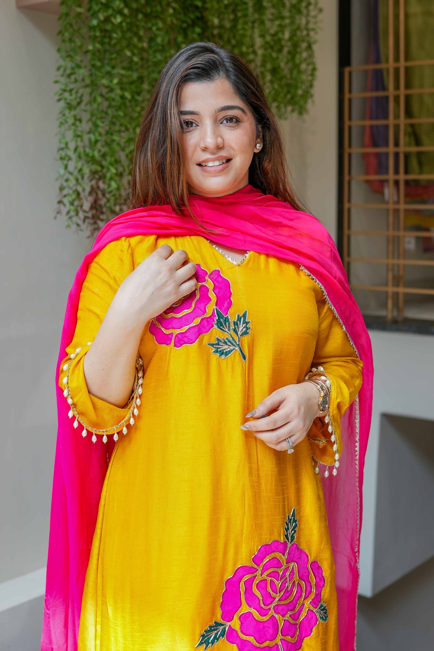 Preet Yellow Silk Suit Set