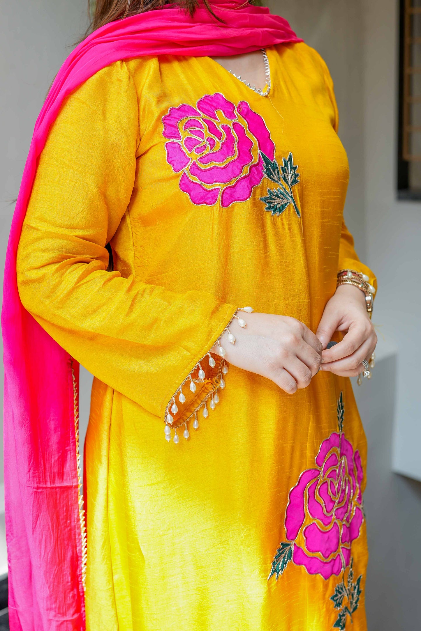 Preet Yellow Silk Suit Set