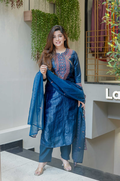 Sehra Blue Embroidered Suit Set