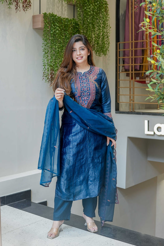 Sehra Blue Embroidered Suit Set