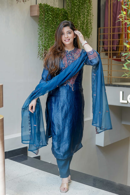 Sehra Blue Embroidered Suit Set