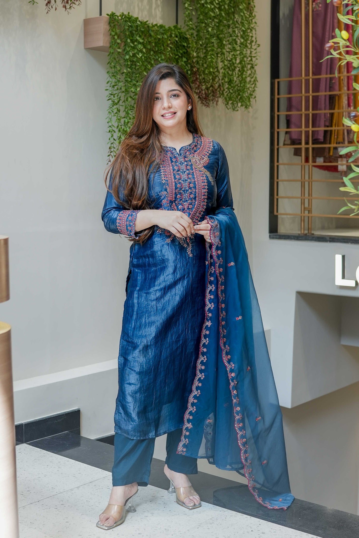 Sehra Blue Embroidered Suit Set