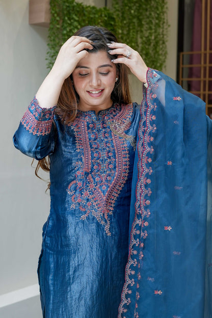 Sehra Blue Embroidered Suit Set