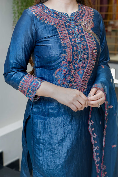 Sehra Blue Embroidered Suit Set