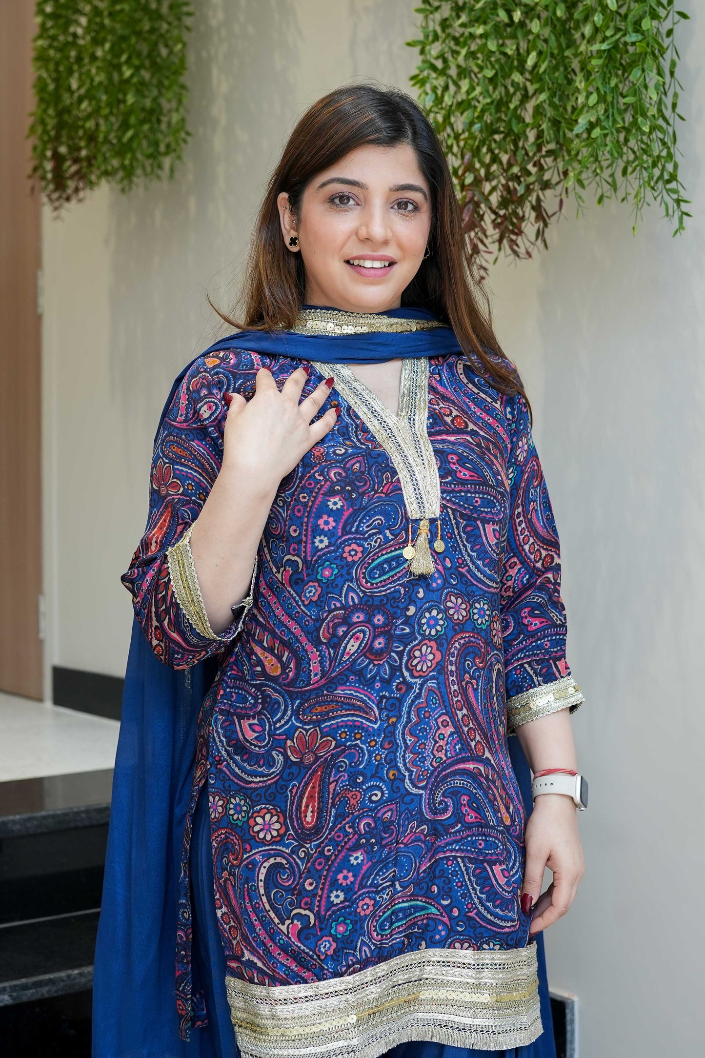 Rivaana Printed & Lace Detailing Suit Set