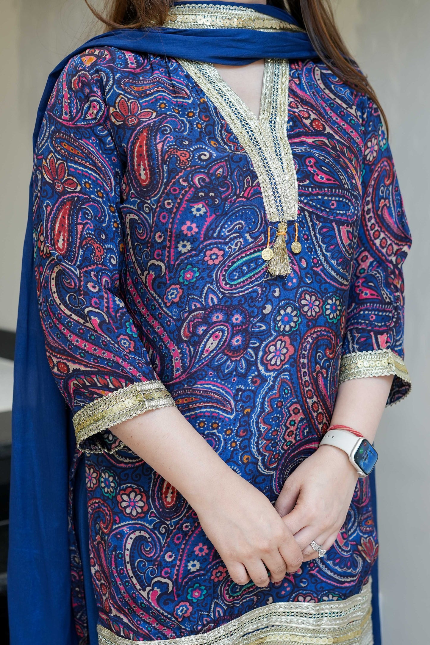 Rivaana Printed & Lace Detailing Suit Set
