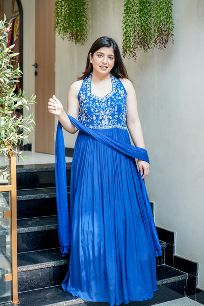 Rehnam Embroidered Gown with Dupatta