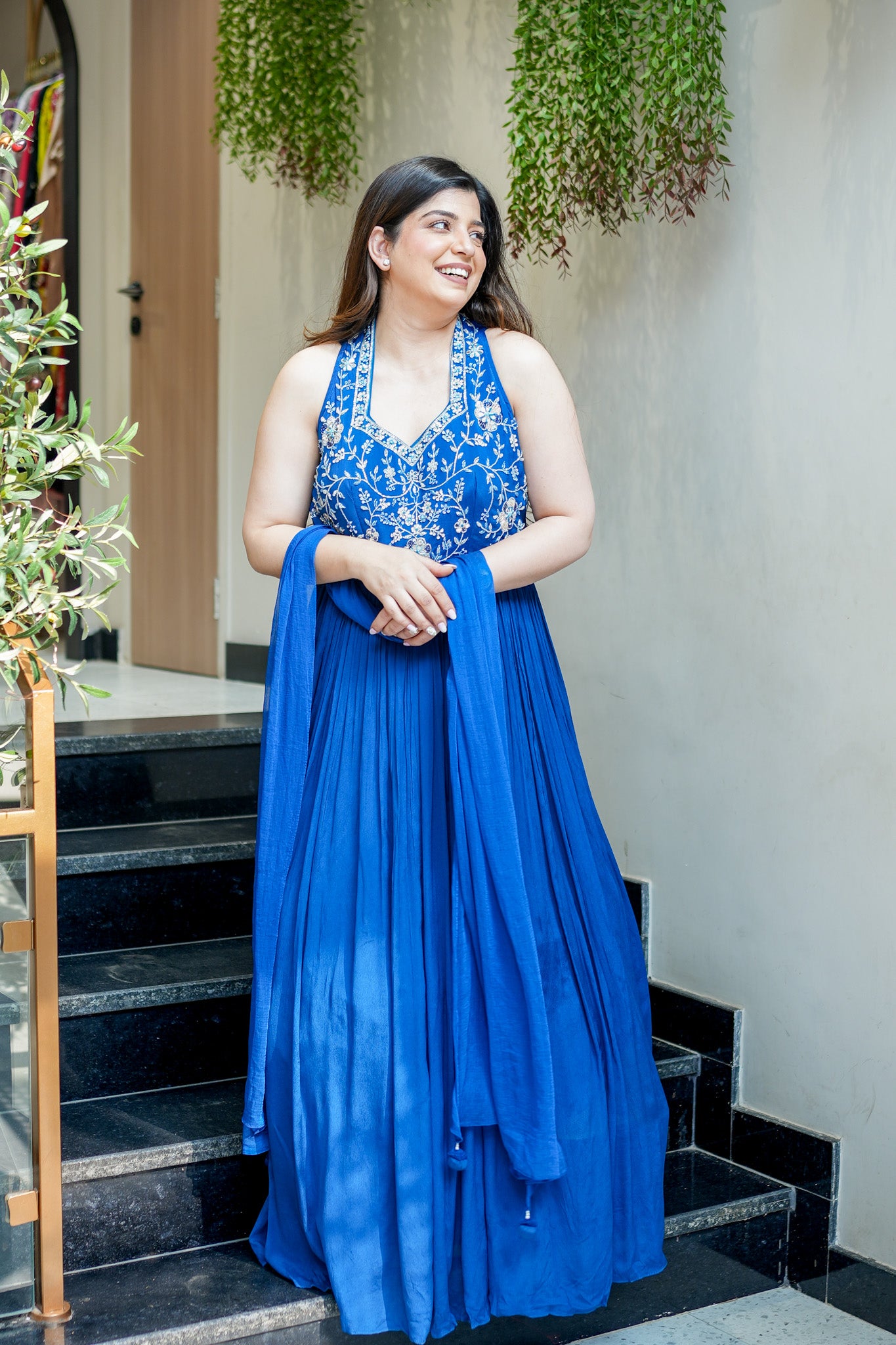 Rehnam Embroidered Gown with Dupatta